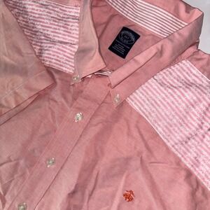Brooks Brothers 4XLT Pink Button Down Shirt Short Sleeve Supima Cotton Big Tall